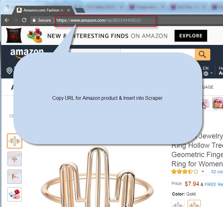 Amazon product schraper: op product url
